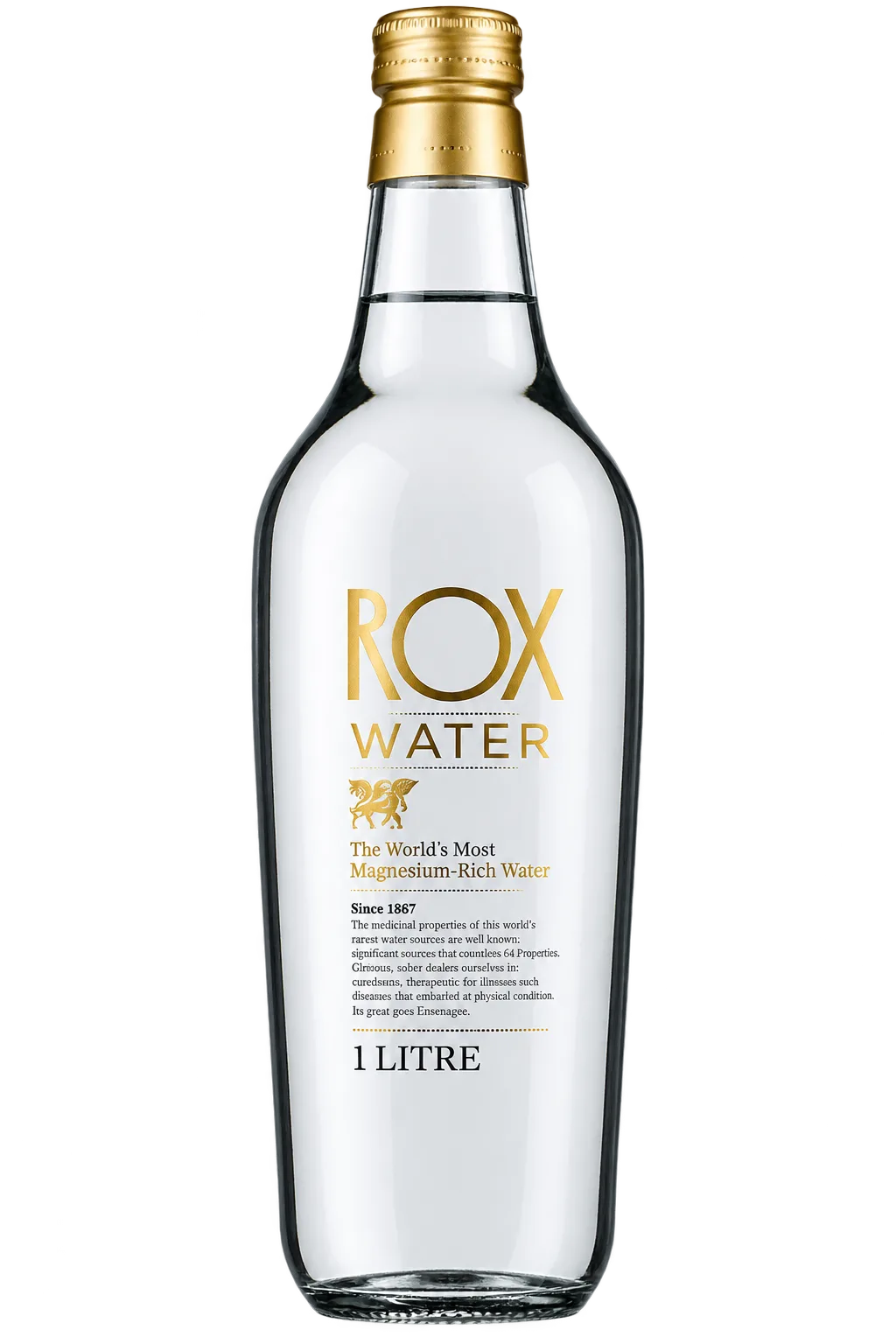 ROX Water — Ivory Reserve, white and gold label